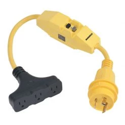 MARINCO Adapters, Plugs & Outlets Pigtail Adaptor, 30A 125V Male To 3-Way 15A 125V Female With GFCI