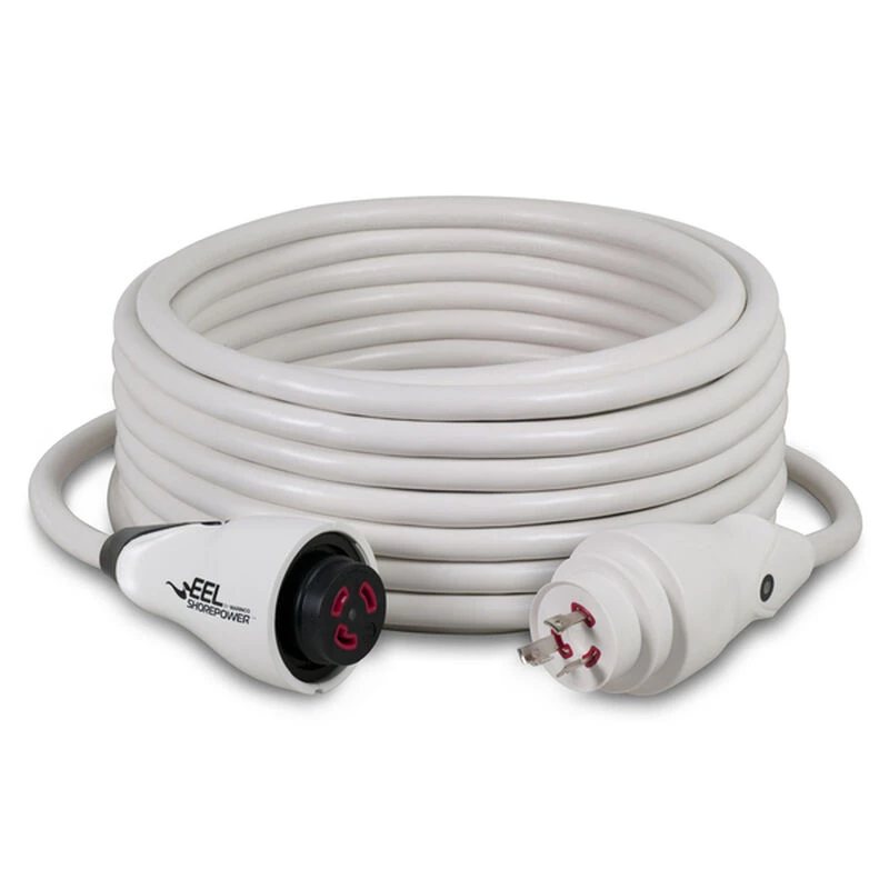 MARINCO Electrical Cord Sets 50' EEL ShorePower Cordset, 30A 125V, White 1 MARINCO Electrical Cord Sets 50' EEL ShorePower Cordset, 30A 125V, White