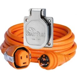 SMARTPLUG Electrical Cord Sets 50' Dual Configuration Cordset & Stainless Steel Inlet, 30A, Orange