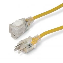 MARINCO Electrical Cord Sets 25' Locking, Lighted Extension Cord, 15A, 14/3 AWG, Yellow