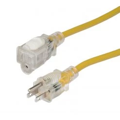 MARINCO Electrical Cord Sets 50' Locking, Lighted Extension Cord, 15A, 14/3 AWG, Yellow