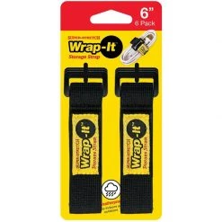WRAP-IT STORAGE Cord Holders & Covers 6" Super-Stretch Storage Straps, 6-Pack