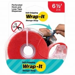 WRAP-IT STORAGE Cord Holders & Covers Self-Gripping Hook And Loop Roll, Red
