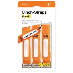 WRAP-IT STORAGE Cord Holders & Covers 8" Storage Cinch Straps, 9-Pack, Orange