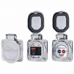 SMARTPLUG Push Button Circuit Breakers Stainless Steel Combo Kit With ELCI Sensor 30 Amp Breaker