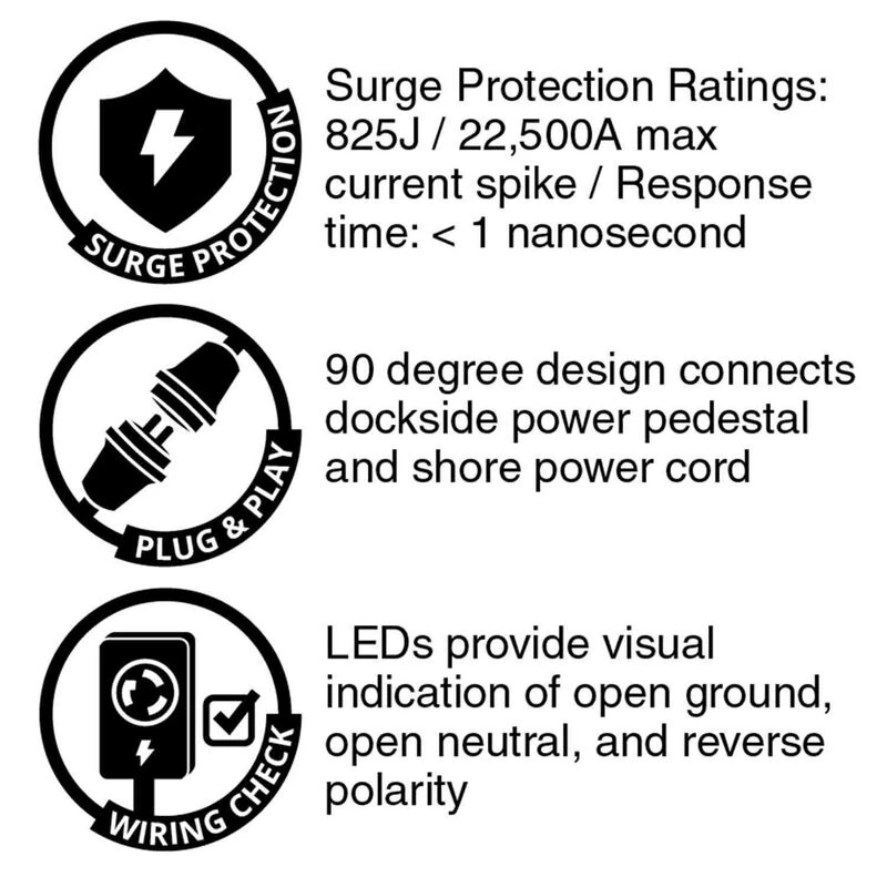 MARINCO Adapters, Plugs & Outlets Marine Surge Protection Pigtail Adapter 30A 125V Locking Male To 125V Locking With Sealing Collar Female 2 MARINCO Adapters, Plugs & Outlets Marine Surge Protection Pigtail Adapter 30A 125V Locking Male To 125V Locking With Sealing Collar Female - Image 2